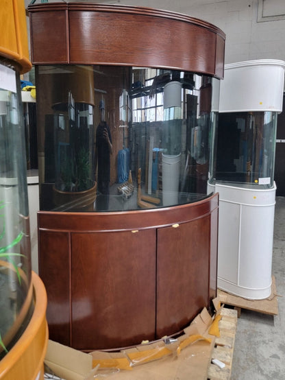 136g Corner 1/4 Cylinder Glass Reef-Ready Aquarium Set in Walnut