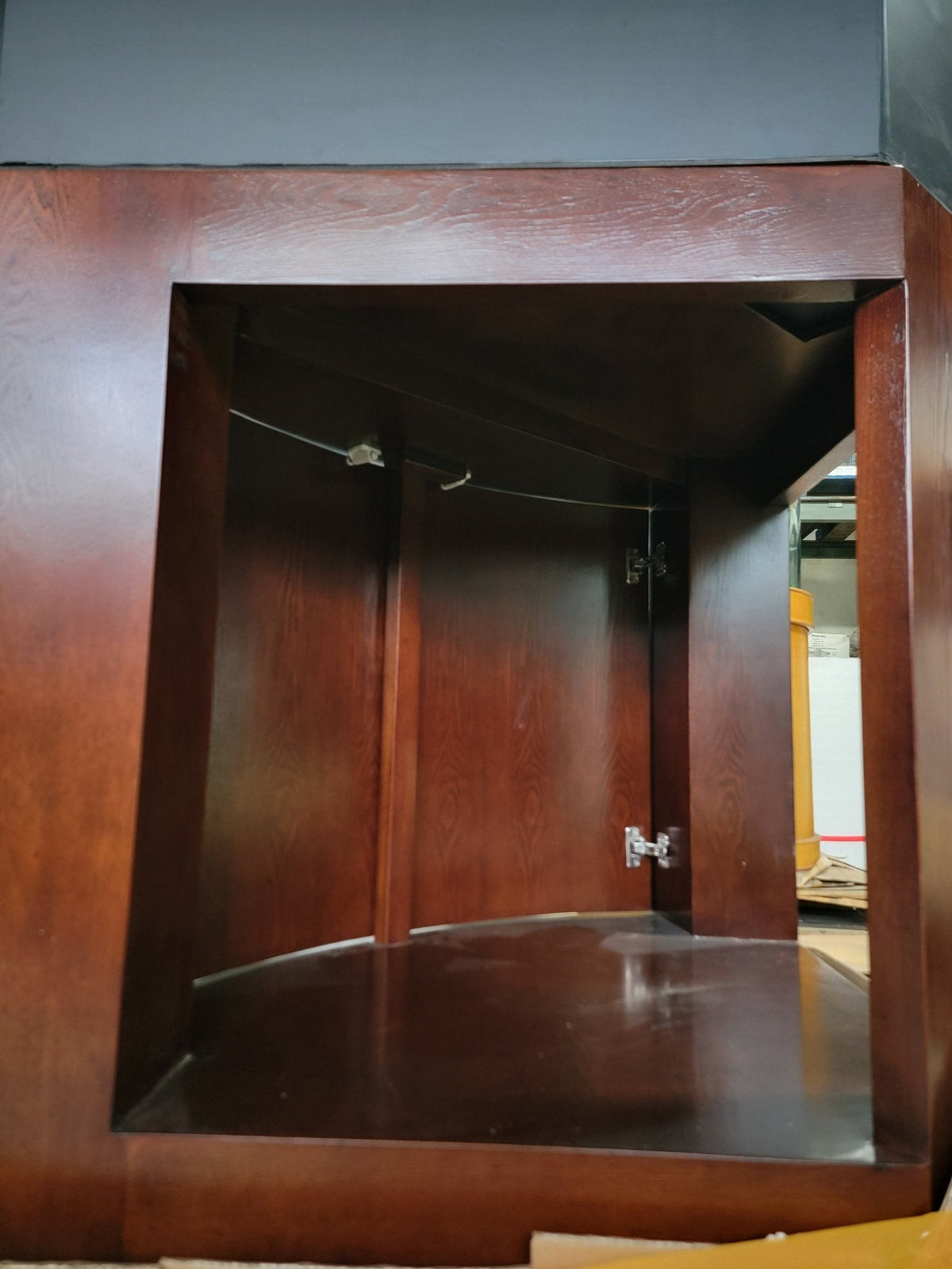 136g Corner 1/4 Cylinder Glass Reef-Ready Aquarium Set in Walnut