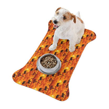 Savanna Sunset Tapestry: Elephants and Acacias in Endless Horizon - Pet Feeding Mat Pet Ze