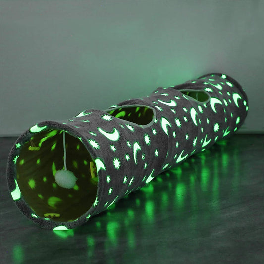 Cat Tunnel Tube with Plush Ball Toys Collapsible