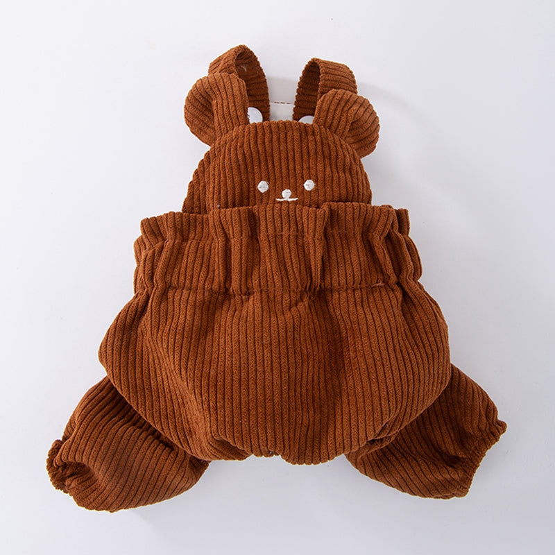 Autumn And Winter Puppy Four-legged Clothes, Cute Bear Corduroy Overalls, Bichon Frise Small Dog Warm Pet Clothes