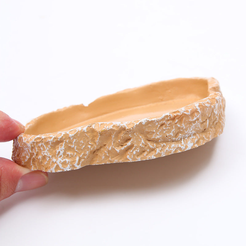 Natural Sandstone Low-Profile Reptile Food & Water Basin