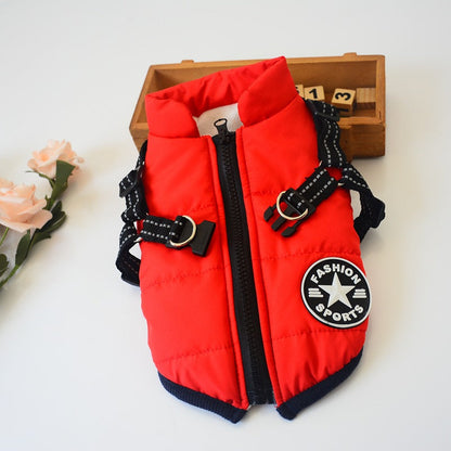 Ski suit chest back integrated cotton vest
