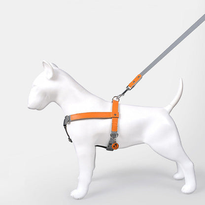 Leather Pet Dog Chest Harness Vest Nylon Leash Set