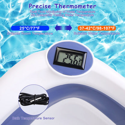 Collapsible Pet Soaking Tub & Bath Basin with Built-in Digital Thermometer