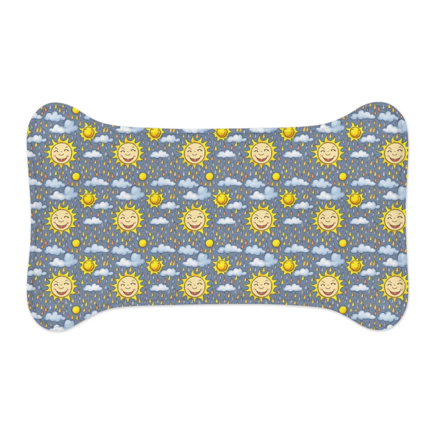 Smiling Suns in a Rainy Sky Pattern - Pet Feeding Mat Pet Ze