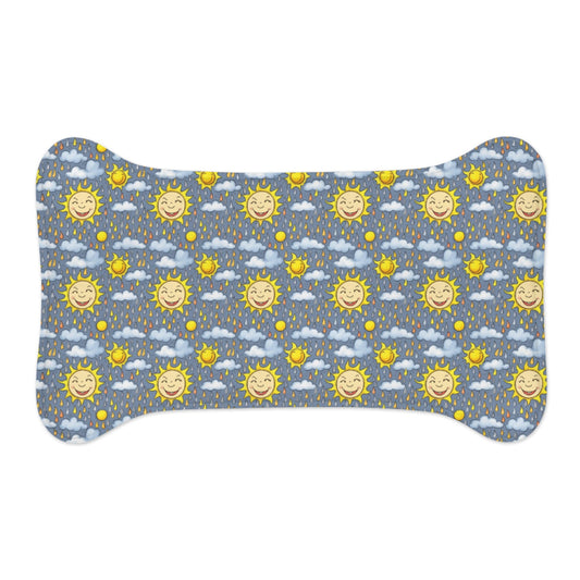 Smiling Suns in a Rainy Sky Pattern - Pet Feeding Mat Pet Ze