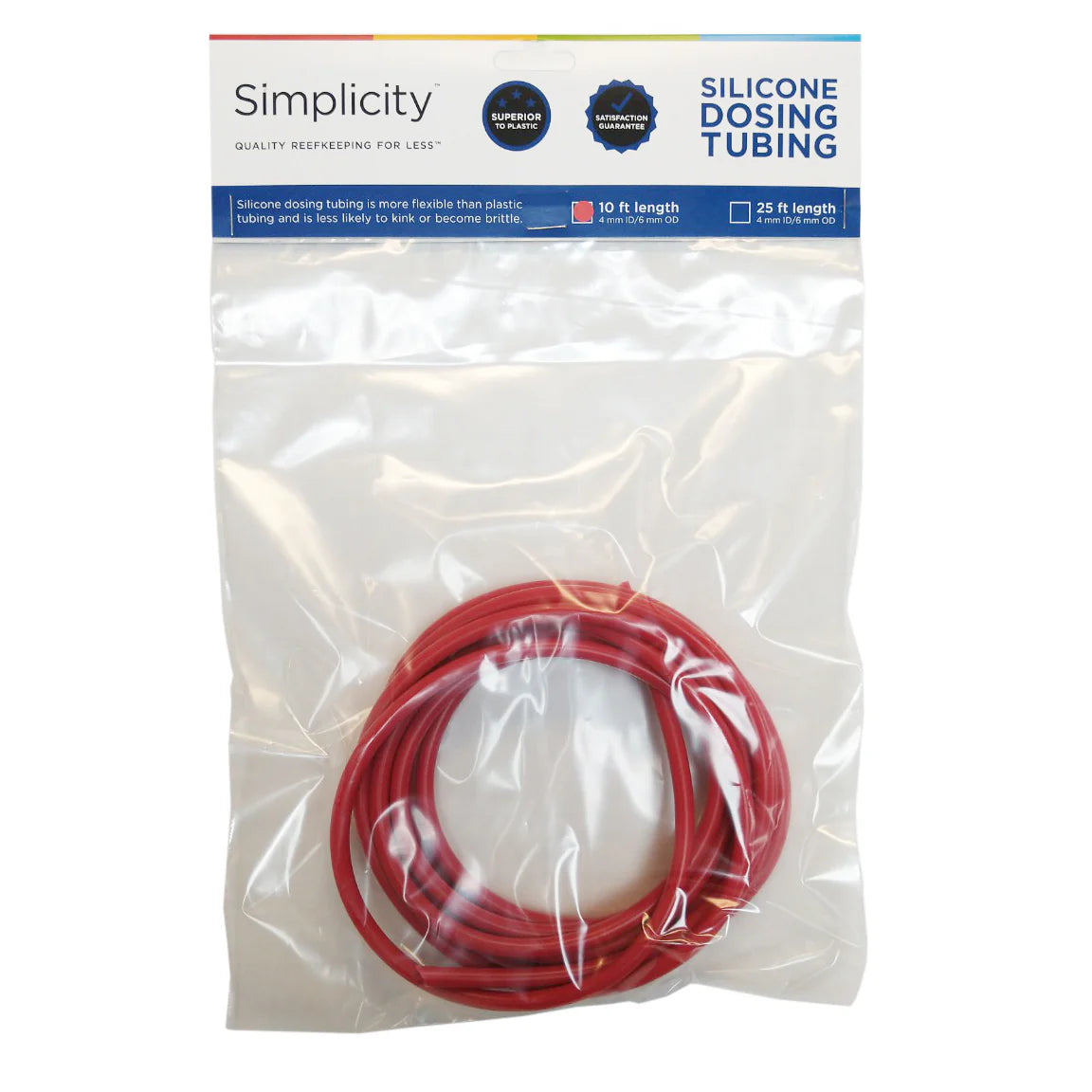 Simplicity Heavy-Duty Silicone Dosing Pump Tubing - Red - 10 Feet