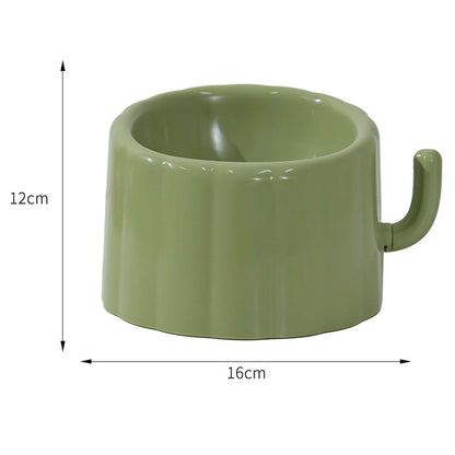 New Solid Color High-Stand Cater Bowl For Cats Large Mouth Anti-Overturn Anti-Slip Cat Bowl With Cactus Design