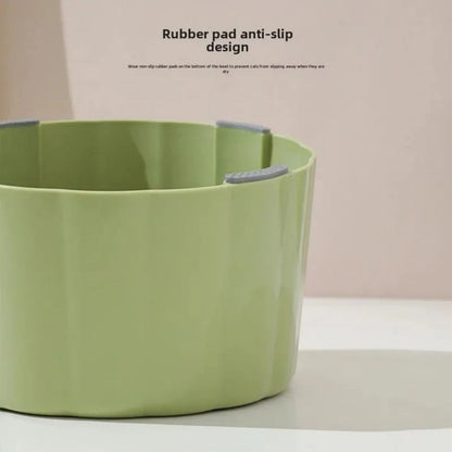 New Solid Color High-Stand Cater Bowl For Cats Large Mouth Anti-Overturn Anti-Slip Cat Bowl With Cactus Design