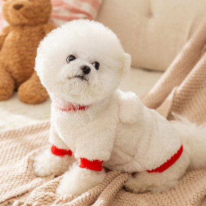 Cute Plush Bear Pet Jacket With Leash Ring, Adorable 3D Bear Face Dog Coat For Small Dogs
