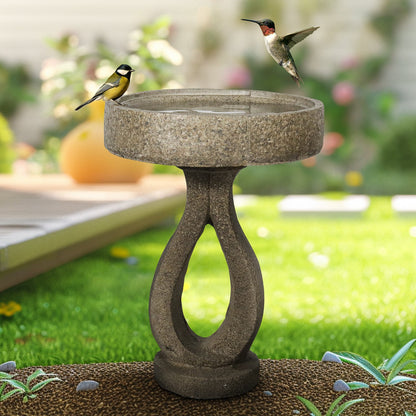 Concrete Contemporary Bird Bath Open Loop 22 Inch