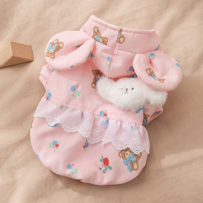 Cat Clothes, Bear Two-legged Cotton-padded Clothes For Kittens, With Fleece Added For Warmth In Autumn And Winter. Two-legged Small Dog Pet Clothing