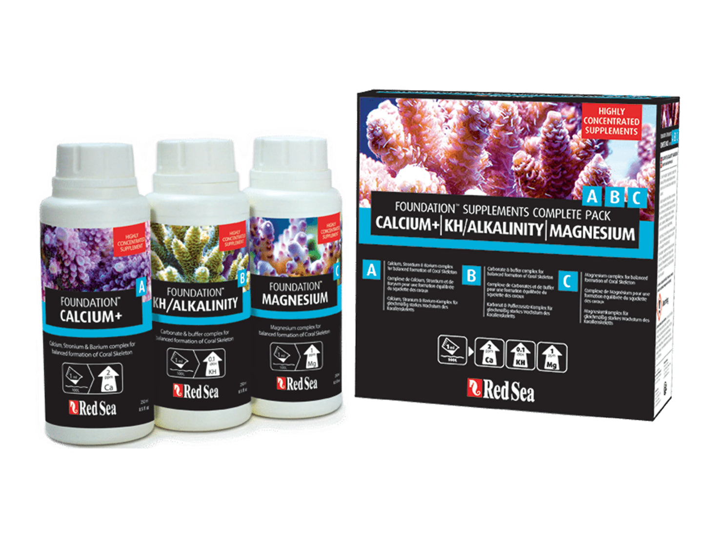 Red Sea Reef Foundation A, B, C 3-Pack (3x250ml Liquid)