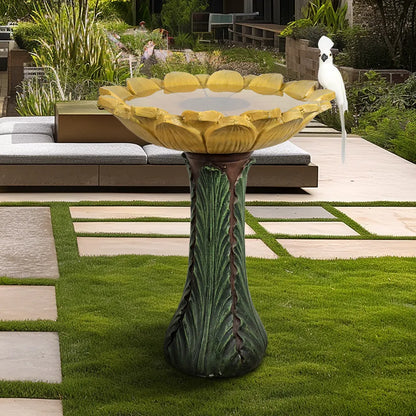 Concrete Sunflower Bird Bath Sculpted Basin 24 Inch