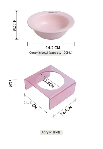 Pet Bowl High Foot Acrylic Rack Cat Ceramic