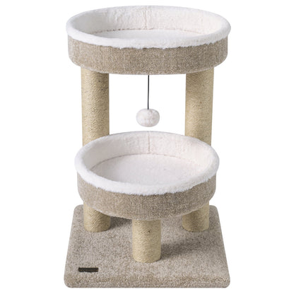 24" Cat Tower with Plush Perches & Scratching Posts