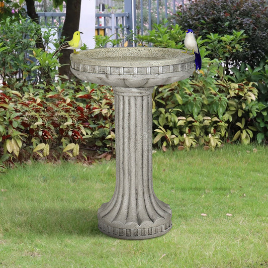 Concrete Pedestal Bird Bath Roman Fluted 24 Inch