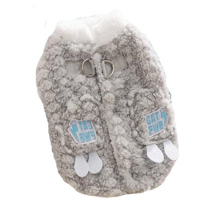 Cozy Winter Plush Dog Jacket Soft Fleece Lining Adorable Patches Design Pet Coat For Small Medium Dogs With D Ring