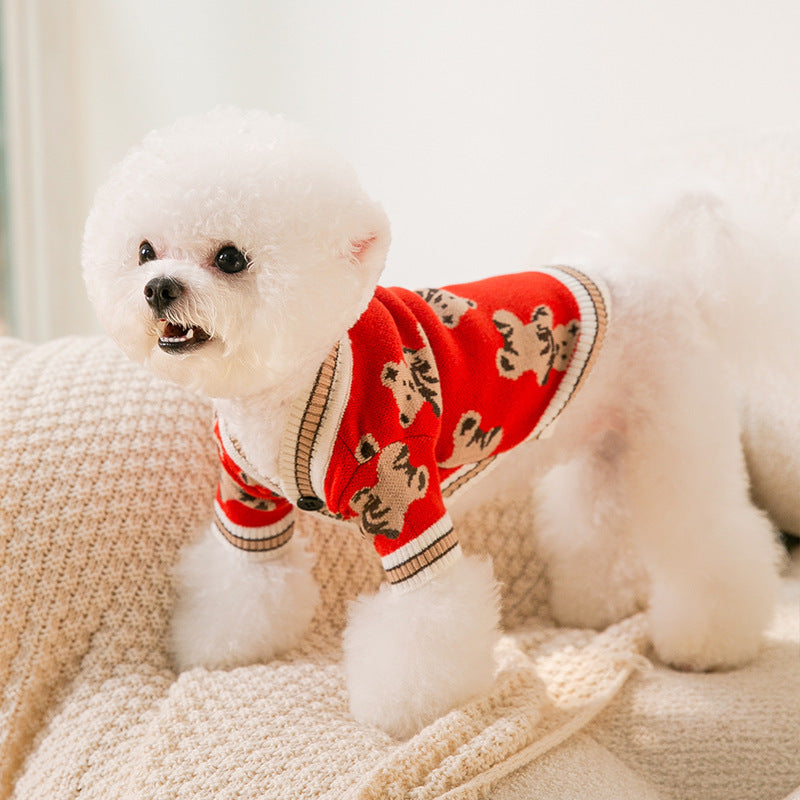 Dog Sweaters Are Cute Bear Pattern Dog Clothes For Puppies, Warm Dog Coats For Winter, Chihuahua Dog Clothing, And Lightweight Sweaters For Pet Cats In Autumn
