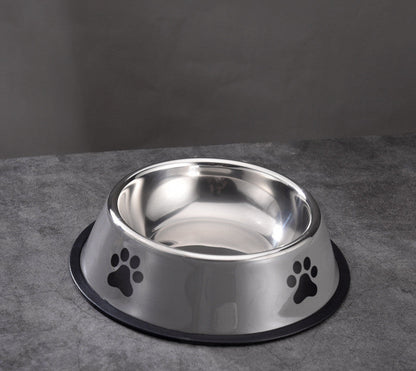 Printed Non-slip Bowl Cat Stainless Steel Food Basin Rice Bowl
