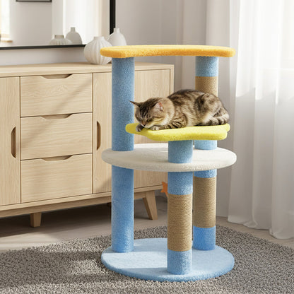29 Inches Cute Modern Cat Tree with Star and Moon Shaped Platforms