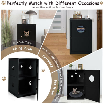 2-tier Litter Hidden Cat House With Anti-toppling Device