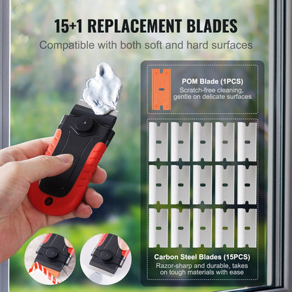 Dual-Surface Terrarium & Vivarium Razor Scraper Kit (16 Blades + Safety Cap)