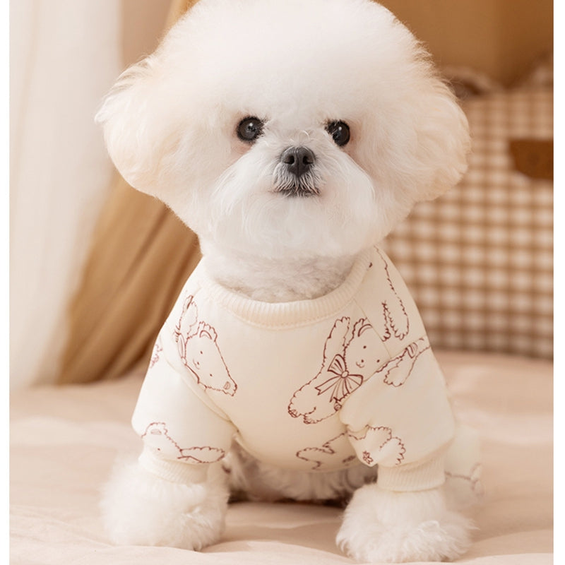 Dog Cotton Coat, Warm And Cute For Autumn And Winter, Fully Printed Bear Four-legged Coat, Small And Medium-sized Bichon Frise Pet Dog Clothes