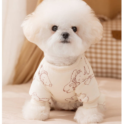 Dog Cotton Coat, Warm And Cute For Autumn And Winter, Fully Printed Bear Four-legged Coat, Small And Medium-sized Bichon Frise Pet Dog Clothes
