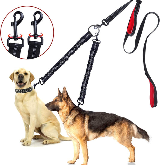 360° Swivel Double Dog Leash - No Tangles, Maximum Comfort! Perfect for Two Pups Up to 200lbs!