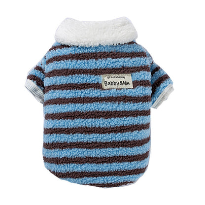 Soft Plush Striped Pet Shirt, Cozy Button-Down Puppy Sweater For Small Dogs And Cats, Warm Winter Fleece Dog Clothing, Comfortable Puppy Outfit For Chihuahua, Yorkie, Poodle, Shih Tzu