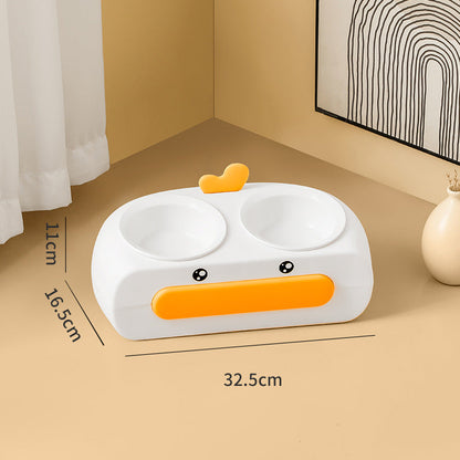 Leak-proof Food Grade Plastic Bowl Mouth Wet-proof Neck Protection Drinking Water Feeding Integrated Cat Bowl