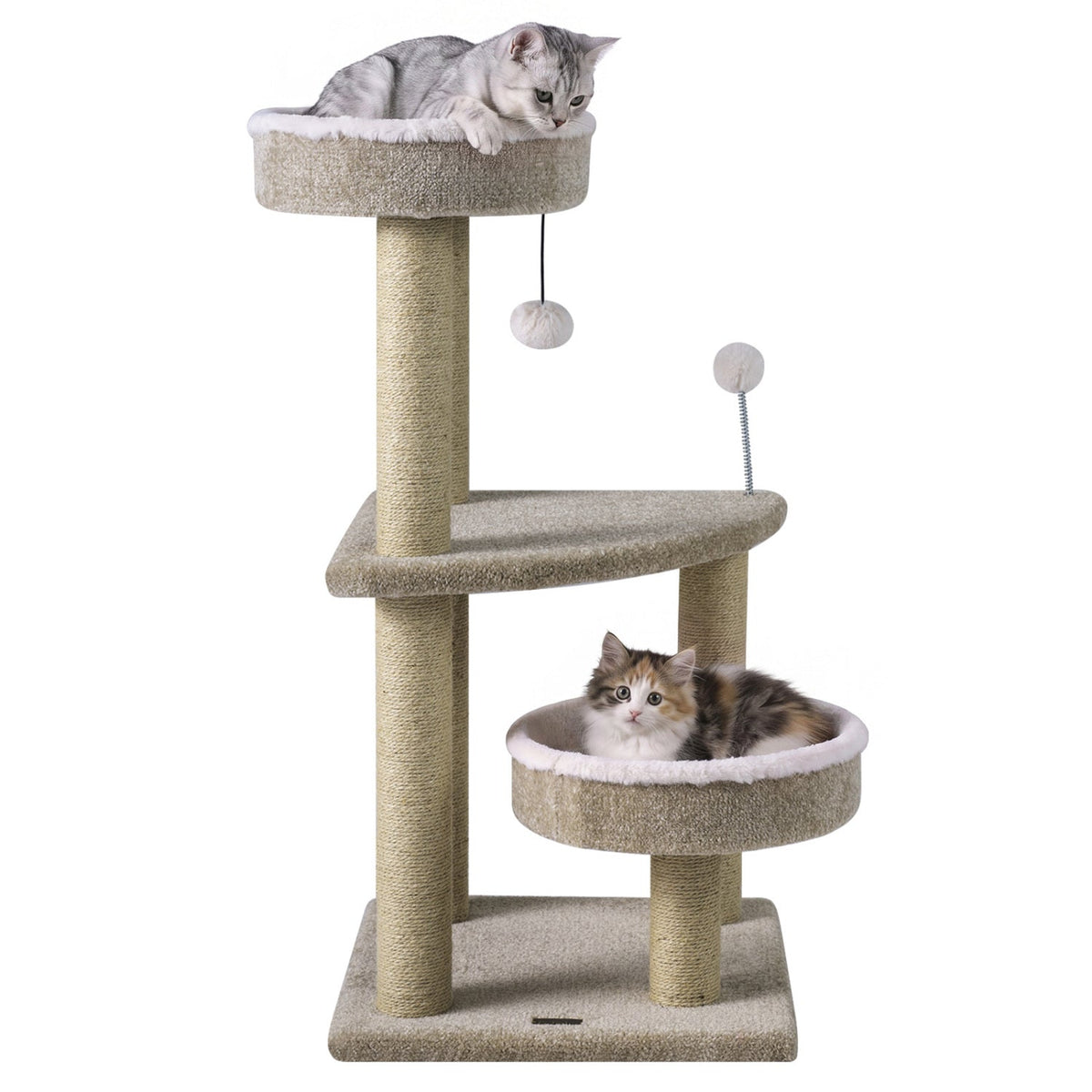 36" Cat Tree with Plush Perches & Scratching Posts