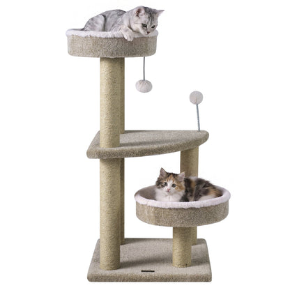 36" Cat Tree with Plush Perches & Scratching Posts