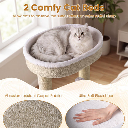 36" Cat Tree with Plush Perches & Scratching Posts