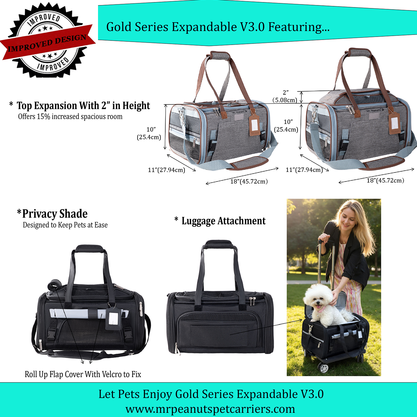 Mr. Peanut's Gold Series Expandable V3.0 Pet Carrier - Updated Model Landing 9/15