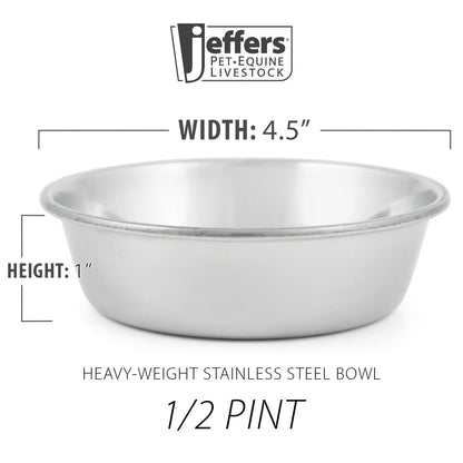 Jeffers Heavy Weight Stainless Steel Pet Bowls – Durable Pet Food & Water Dish, Chew-Resistant, Dishwasher Safe