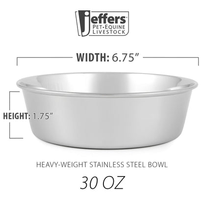 Jeffers Heavy Weight Stainless Steel Pet Bowls – Durable Pet Food & Water Dish, Chew-Resistant, Dishwasher Safe