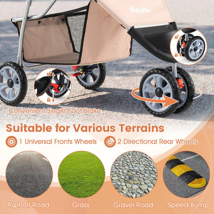 3 Wheel Pet Stroller for Small Dogs Cats up to 33 LBS