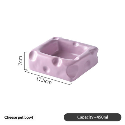 Creative Cheese-shaped Ceramic Bowl Cute Cat Food Dish