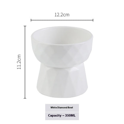 Ceramic High Foot Cervical Protection Pet Bowl