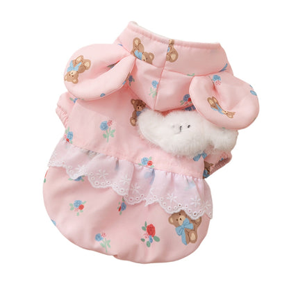 Cat Clothes, Bear Two-legged Cotton-padded Clothes For Kittens, With Fleece Added For Warmth In Autumn And Winter. Two-legged Small Dog Pet Clothing