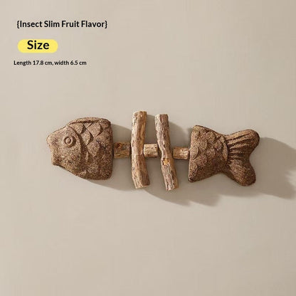 Cat Toy Fish Bone Wood