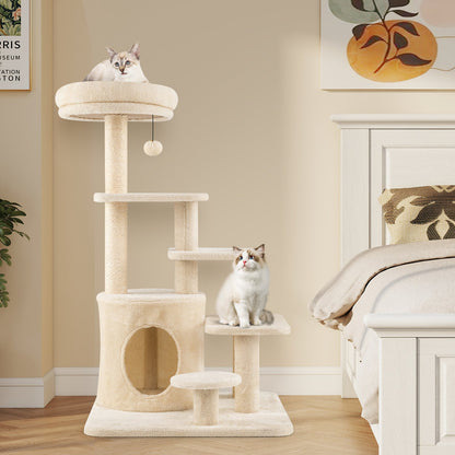 40 Inch Multi-level Cat Tower with Condo and Dangling Jingle Ball