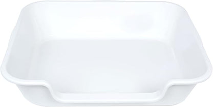1 Pack of Extra Large Cat Litter Box (ABS Material), Low Entry Senior Litter Pen for Geriatric Kitty Big Cats, Jumbo Pet Safe Litter Boxes Tray for Indoor Pets Potty (White, 24" L x 20" W)
