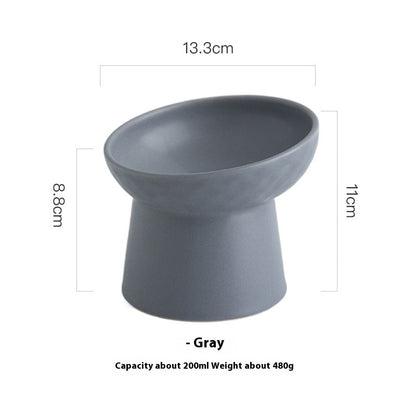 Oblique Mouth High Foot Candy Color Cat Bowl