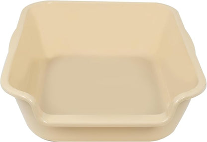 1 Pack of Extra Large Cat Litter Box (ABS Material), Low Entry Senior Litter Pen for Geriatric Kitty Big Cats, Jumbo Pet Safe Litter Boxes Tray for Pets Potty (Beach Sand, 20" L x 15.5" W)