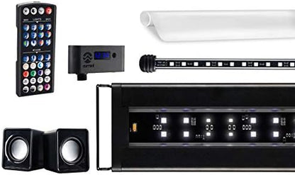 CURRENT USA 24-36" Inch Serene Aquarium Visual and Audio Aquatic Experience Kit with LED Aquarium Light, LED Background Light, Frosted Background Film & Speaker for Fish Tank (4025)