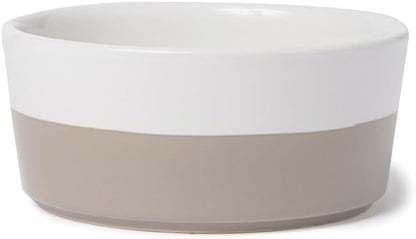 Waggo Dipper Ceramic Dog Bowl for Small and Large Breeds - Heavyweight and Durable Pet Food and Water Dish Crock, Dishwasher Safe, Modern (Vintage Grey, Medium)